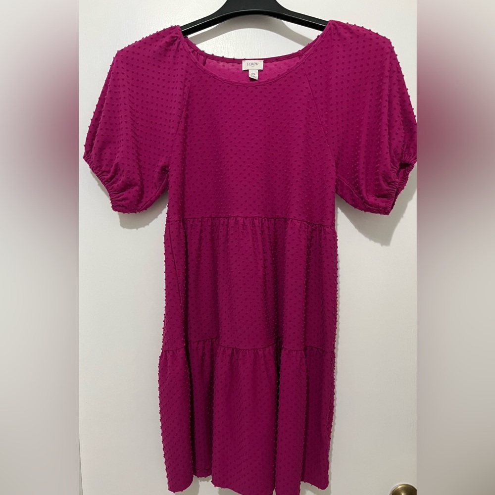 EUC J. Crew Magenta Dotted Textured Short Sleeve Dress - XS